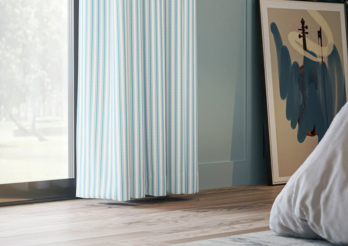 Lace Stripes, Electric Blue - Made to Measure Curtains - Image 5